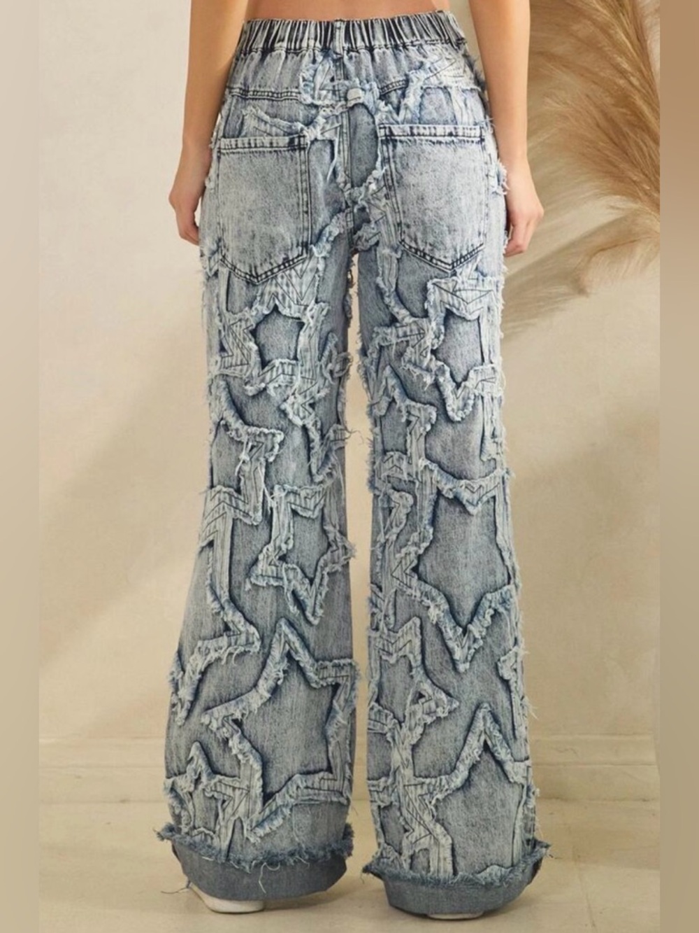 Oli & Hali ”Star Party”  Star-Appliqué Wide Leg Jeans ~ Size XL ~ NWOT - Picture 5 of 15